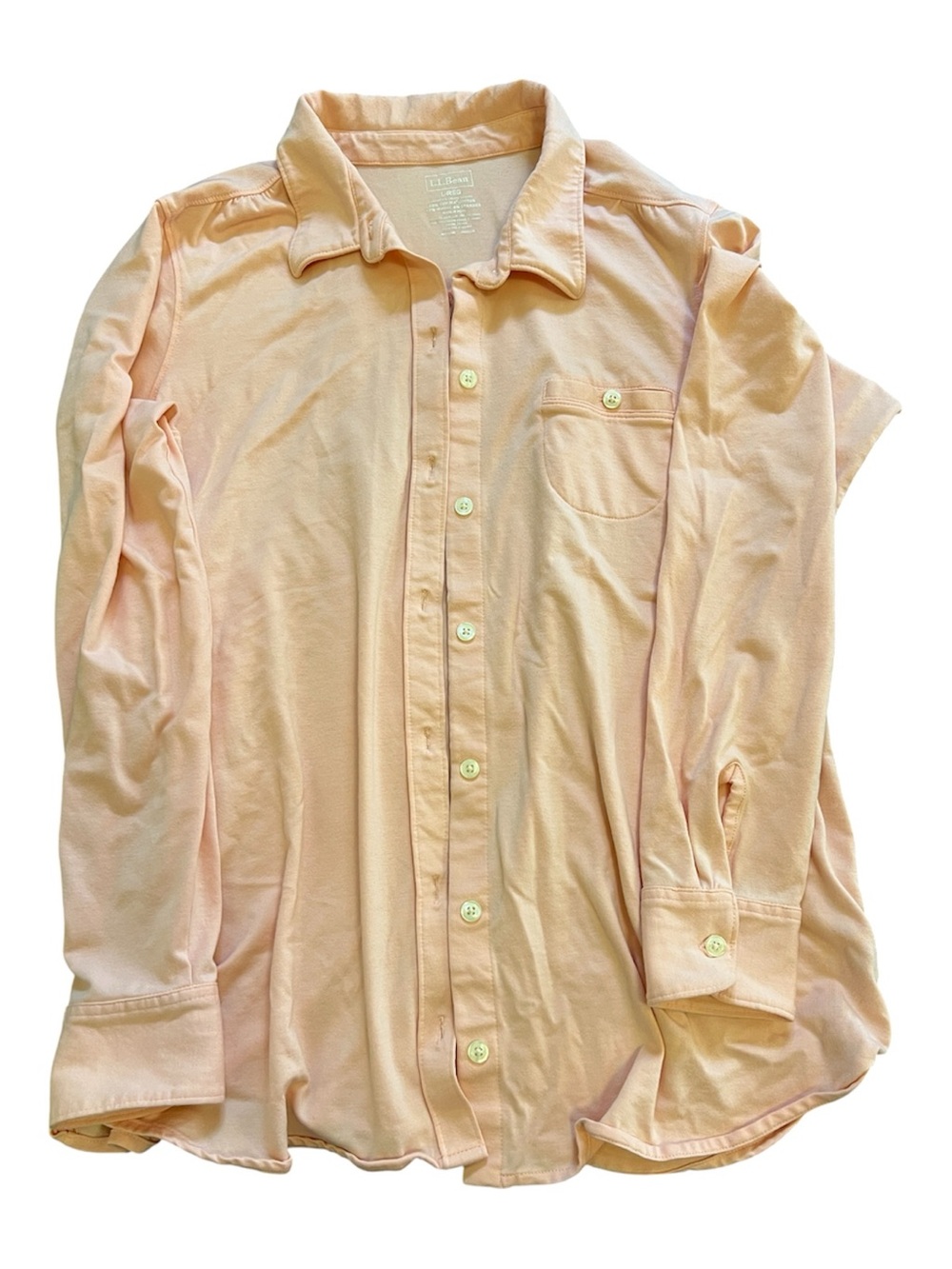 LL Bean Supima Cotton Modal Stretch Long Sleeve Button Down Shirt Peach L